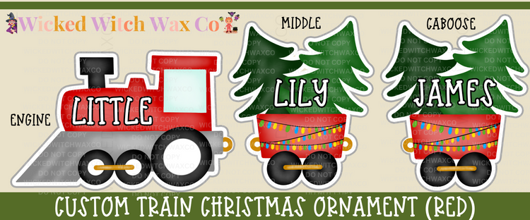 Christmas Train Ornament - Red or Pink