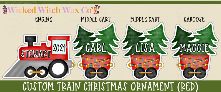 Christmas Train Ornament - Red or Pink