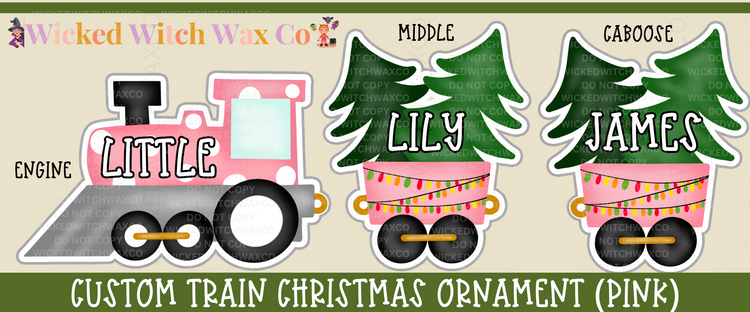 Christmas Train Ornament - Red or Pink