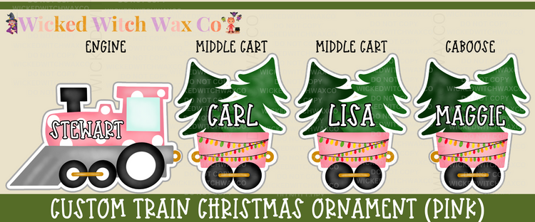 Christmas Train Ornament - Red or Pink