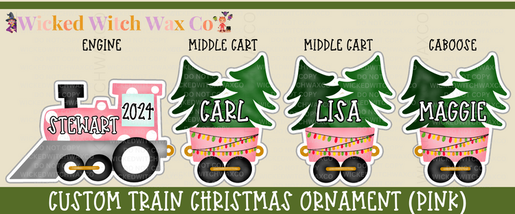 Christmas Train Ornament - Red or Pink