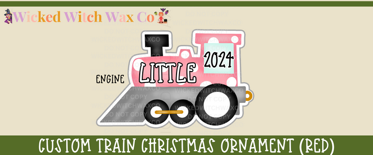 Christmas Train Ornament - Red or Pink