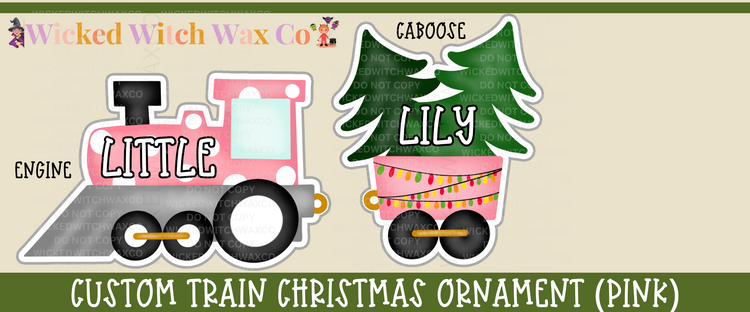 Christmas Train Ornament - Red or Pink