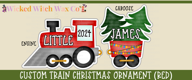 Christmas Train Ornament - Red or Pink