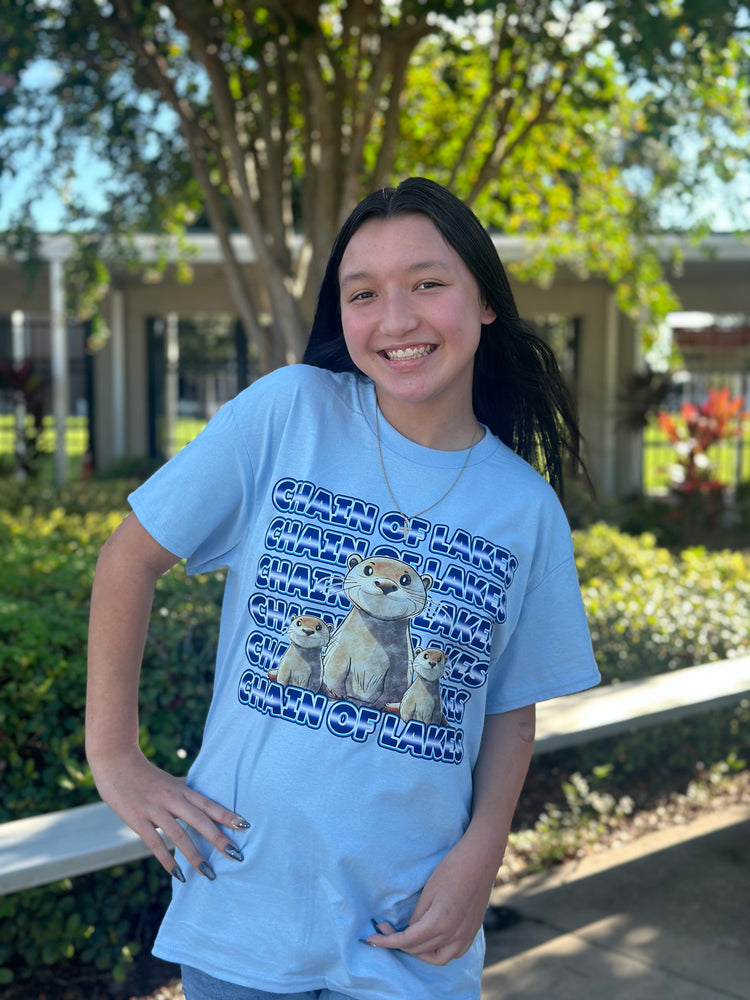 Chain of Lakes w/ Three Otters - Light Blue T-Shirt - 5th Grade Classes