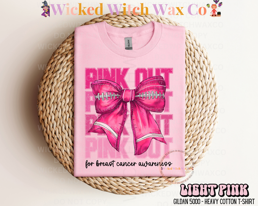 Pink Out - Pink Football Bow T-Shirt