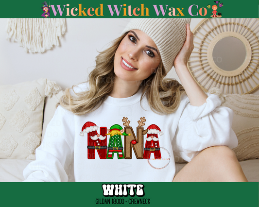 Nana - Mimi - Mamaw - MawMaw - Christmas Alpha T-Shirt or Crewneck