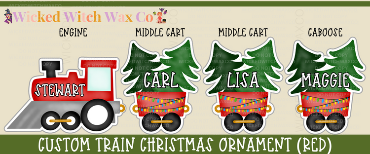 Christmas Train Ornament - Red or Pink