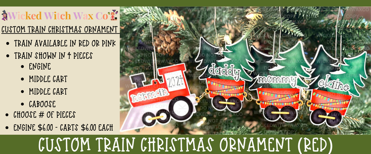 Christmas Train Ornament - Red or Pink