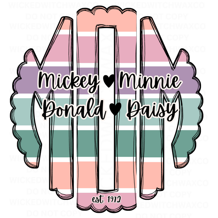 MOM (Pastel Stripe Monogram) w/ Names T-Shirt