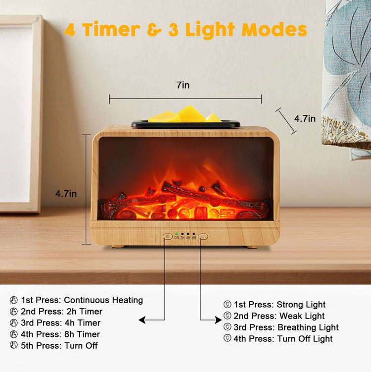 Electric Flame Fireplace Warmer/Melter - Woodgrain