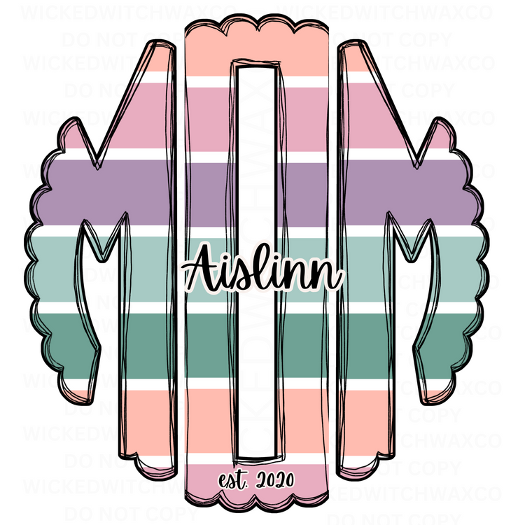 MOM (Pastel Stripe Monogram) w/ Names T-Shirt