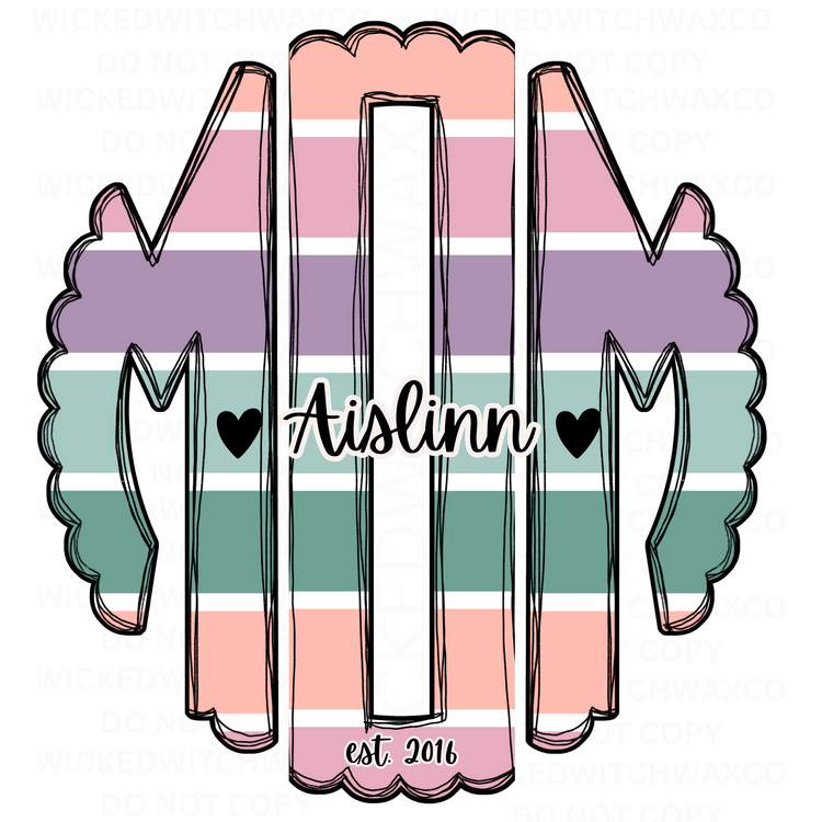 MOM (Pastel Stripe Monogram) w/ Names T-Shirt