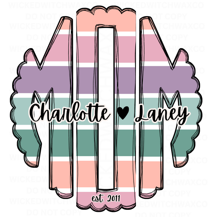 MOM (Pastel Stripe Monogram) w/ Names T-Shirt