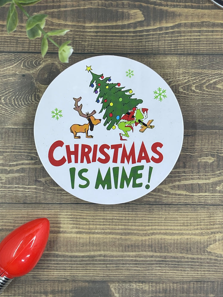 Grinch Drink Coasters with Cork Backing