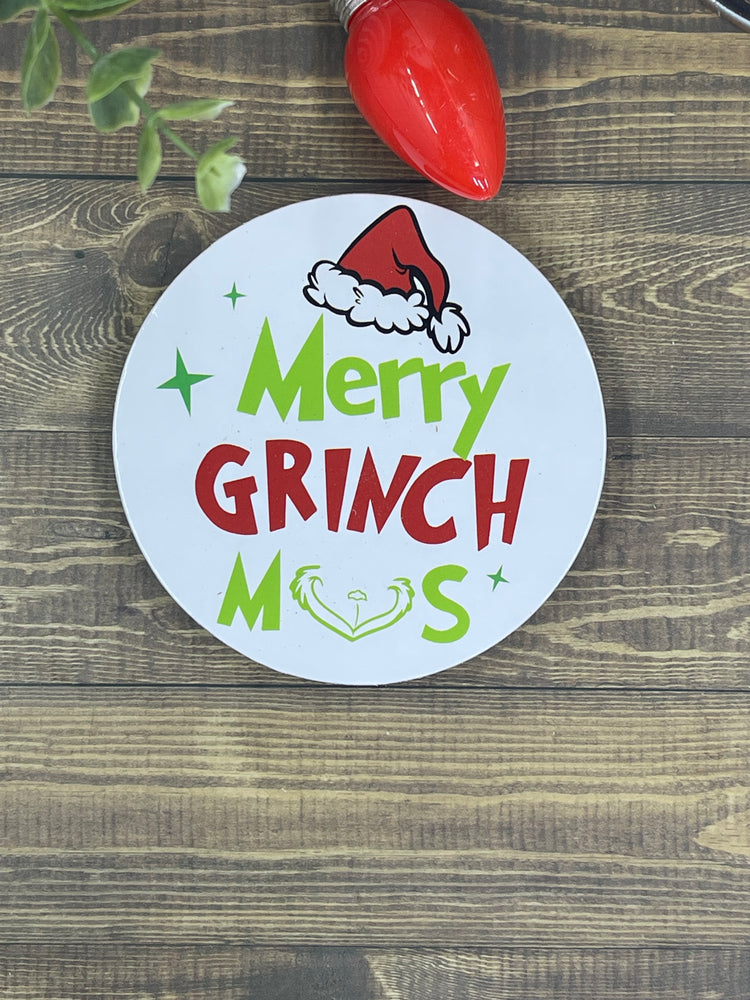 Grinch Drink Coasters with Cork Backing