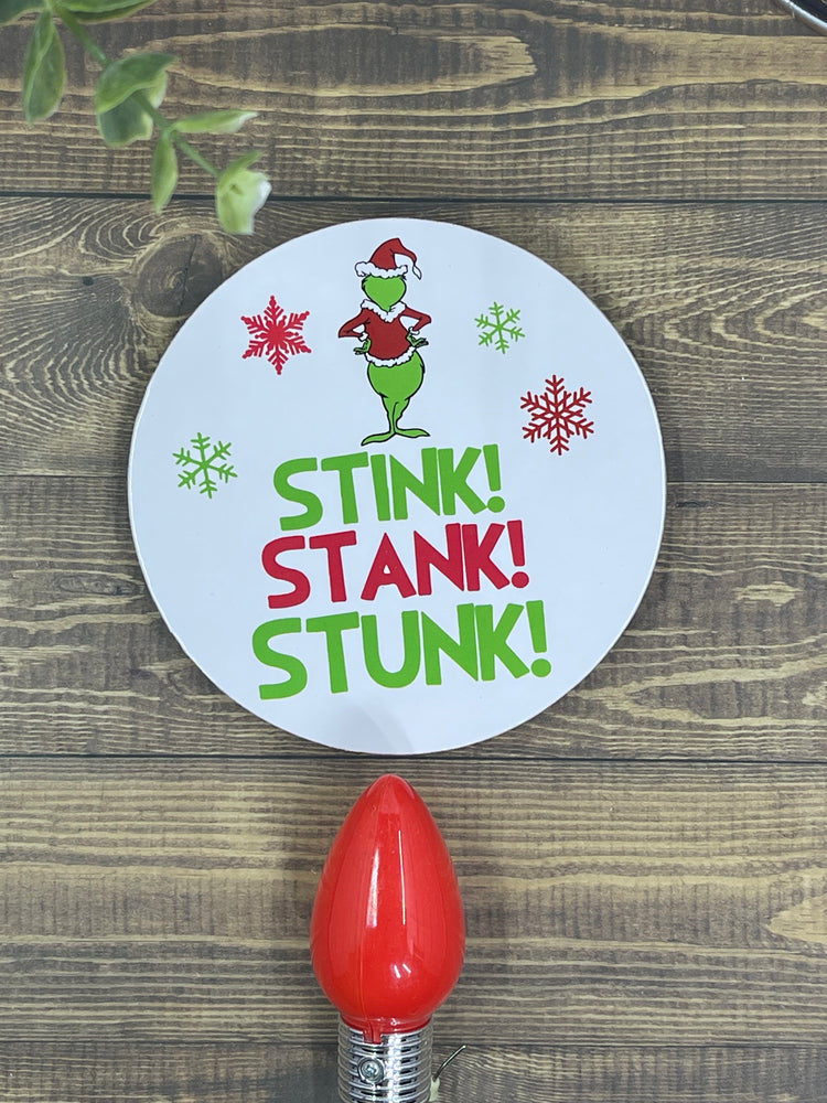 Grinch Drink Coasters with Cork Backing